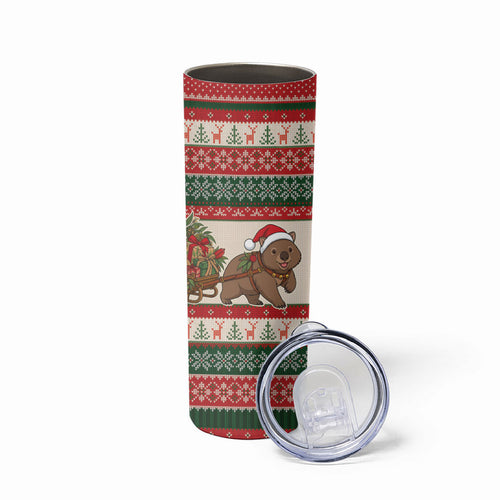 Aussie Wombat Christmas Skinny Tumbler Festive Knitted Pattern Inspired