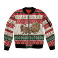 Aussie Wombat Christmas Sleeve Zip Bomber Jacket Festive Knitted Pattern Inspired