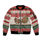 Aussie Wombat Christmas Sleeve Zip Bomber Jacket Festive Knitted Pattern Inspired