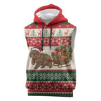Aussie Wombat Christmas Sleeveless Hoodie Festive Knitted Pattern Inspired
