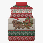 Aussie Wombat Christmas Sleeveless Puffer Jacket Festive Knitted Pattern Inspired