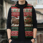 Aussie Wombat Christmas Sleeveless Puffer Jacket Festive Knitted Pattern Inspired