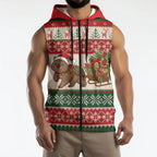 Aussie Wombat Christmas Sleeveless Zip Hoodie Festive Knitted Pattern Inspired