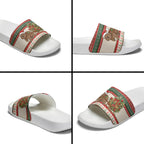 Aussie Wombat Christmas Slide Sandals Festive Knitted Pattern Inspired