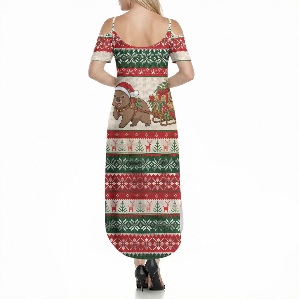 Aussie Wombat Christmas Summer Maxi Dress Festive Knitted Pattern Inspired