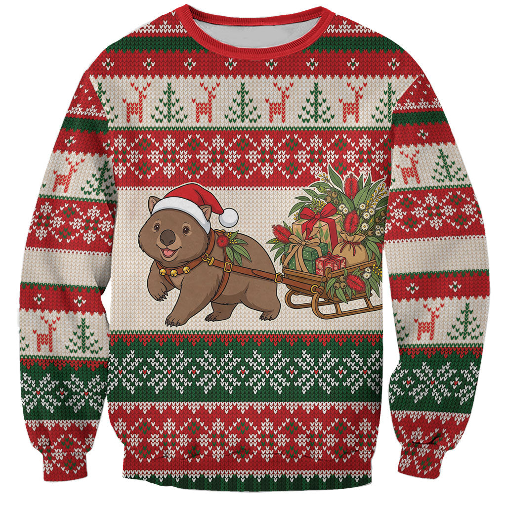 Aussie Wombat Christmas Sweatshirt Festive Knitted Pattern Inspired