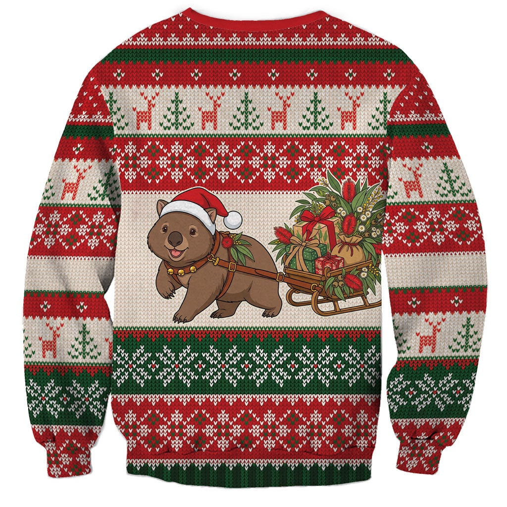 Aussie Wombat Christmas Sweatshirt Festive Knitted Pattern Inspired