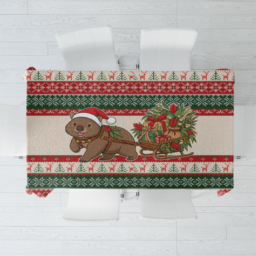 Aussie Wombat Christmas Tablecloth Festive Knitted Pattern Inspired