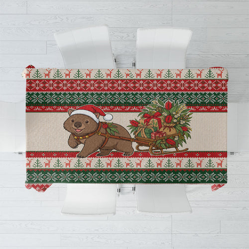 Aussie Wombat Christmas Tablecloth Festive Knitted Pattern Inspired