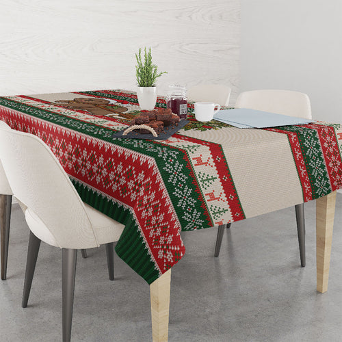 Aussie Wombat Christmas Tablecloth Festive Knitted Pattern Inspired