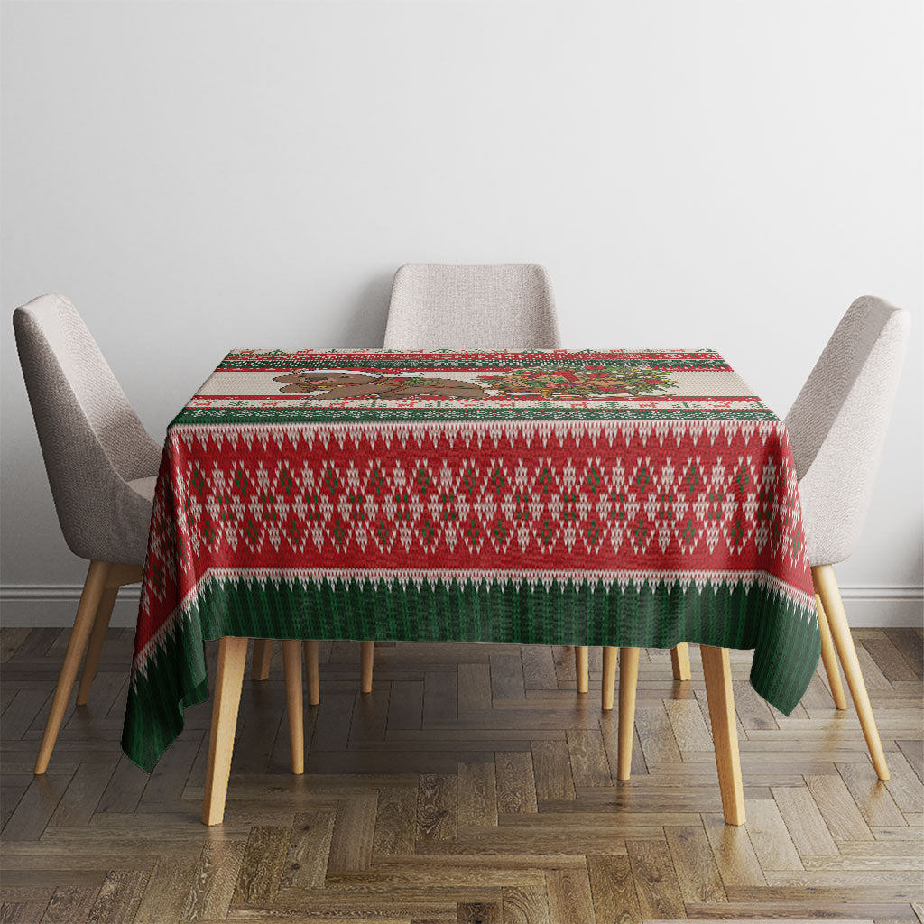 Aussie Wombat Christmas Tablecloth Festive Knitted Pattern Inspired