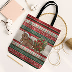 Aussie Wombat Christmas Tote Bag Festive Knitted Pattern Inspired