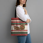 Aussie Wombat Christmas Tote Bag Festive Knitted Pattern Inspired