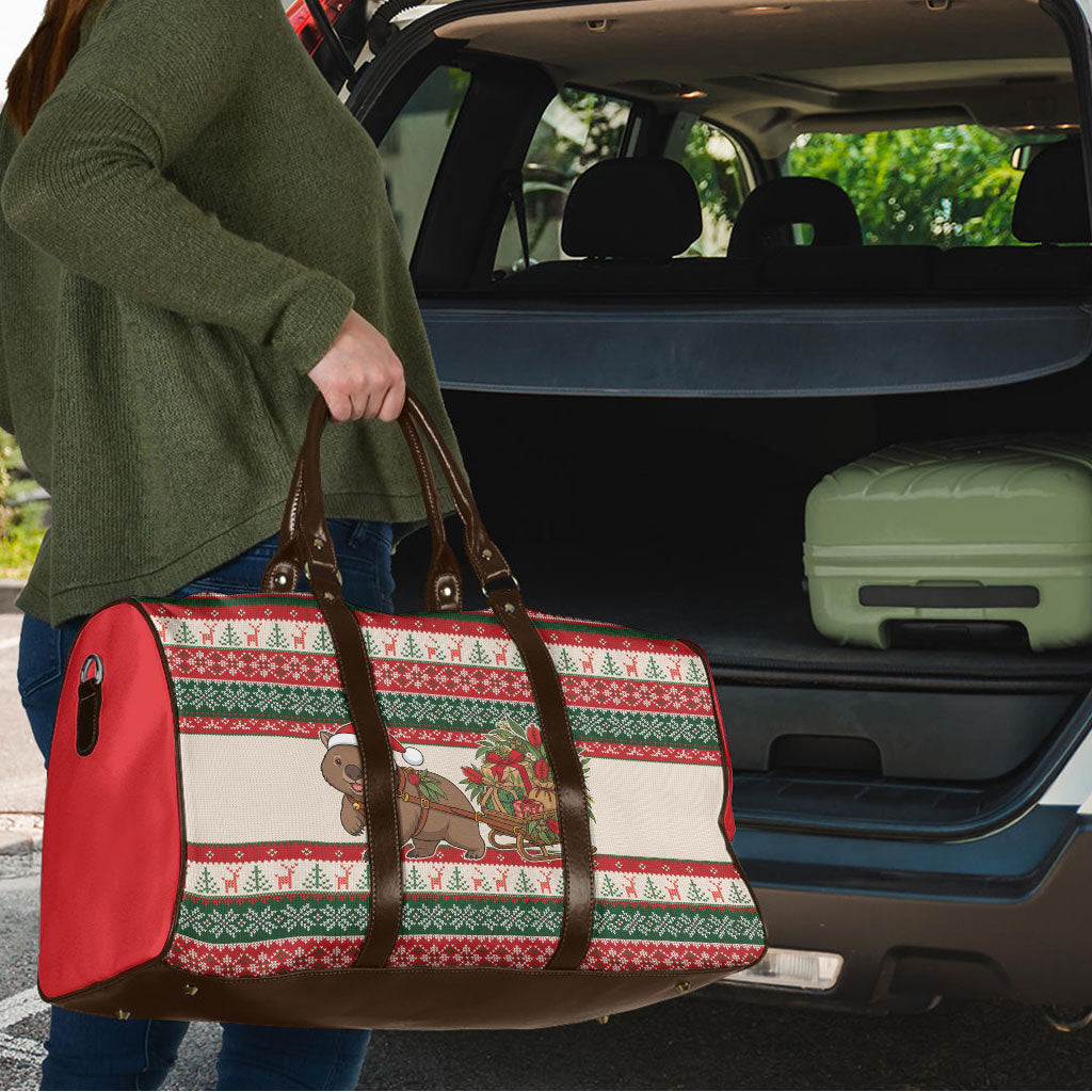 Aussie Wombat Christmas Travel Bag Festive Knitted Pattern Inspired