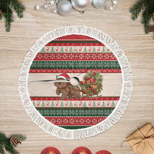Aussie Wombat Christmas Tree Skirt Festive Knitted Pattern Inspired