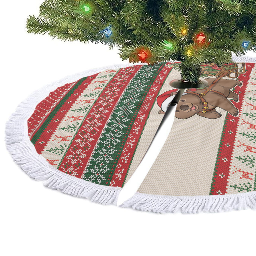 Aussie Wombat Christmas Tree Skirt Festive Knitted Pattern Inspired