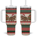 Aussie Wombat Christmas Tumbler With Handle Festive Knitted Pattern Inspired