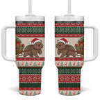 Aussie Wombat Christmas Tumbler With Handle Festive Knitted Pattern Inspired