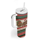 Aussie Wombat Christmas Tumbler With Handle Festive Knitted Pattern Inspired