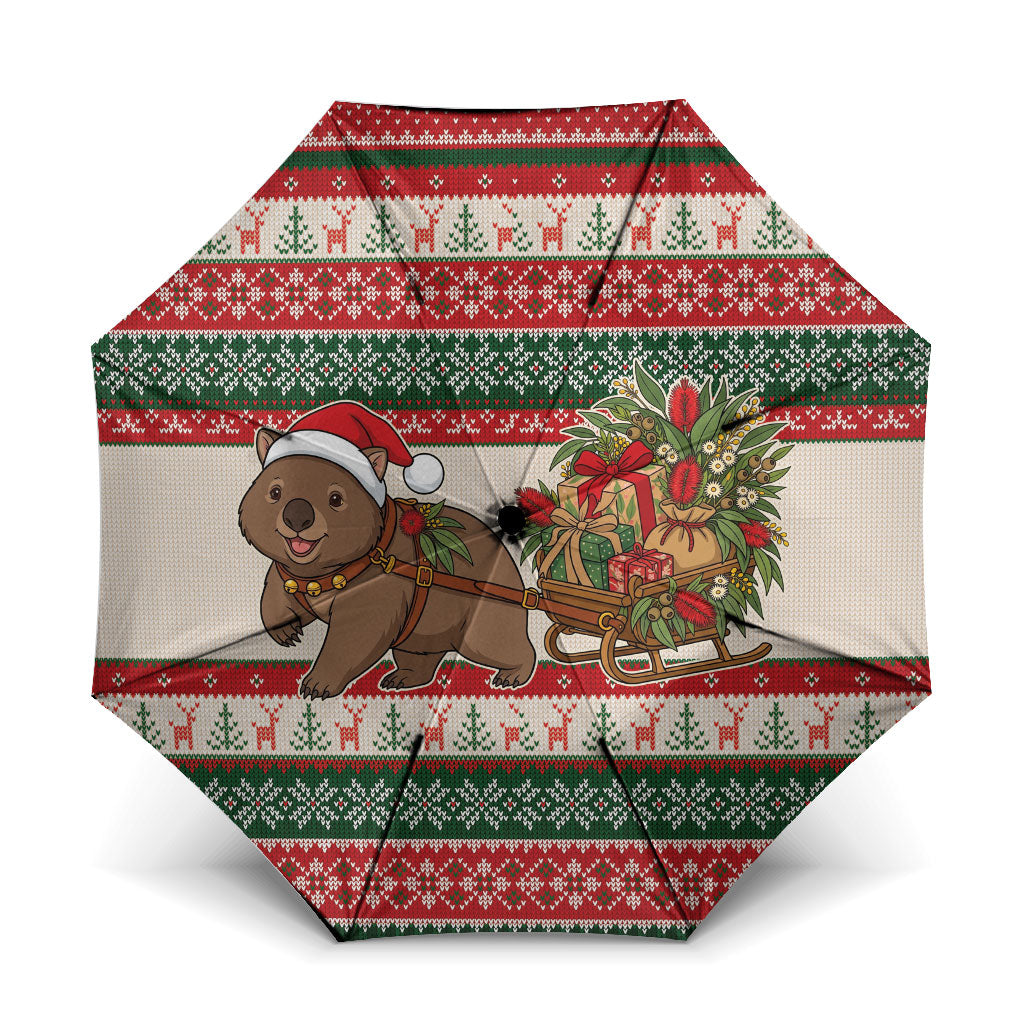 Aussie Wombat Christmas Umbrella Festive Knitted Pattern Inspired