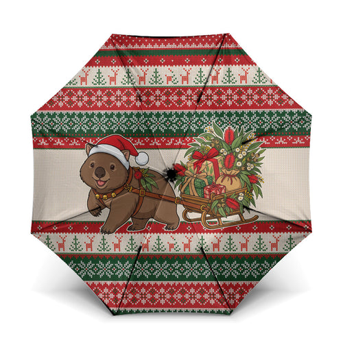 Aussie Wombat Christmas Umbrella Festive Knitted Pattern Inspired