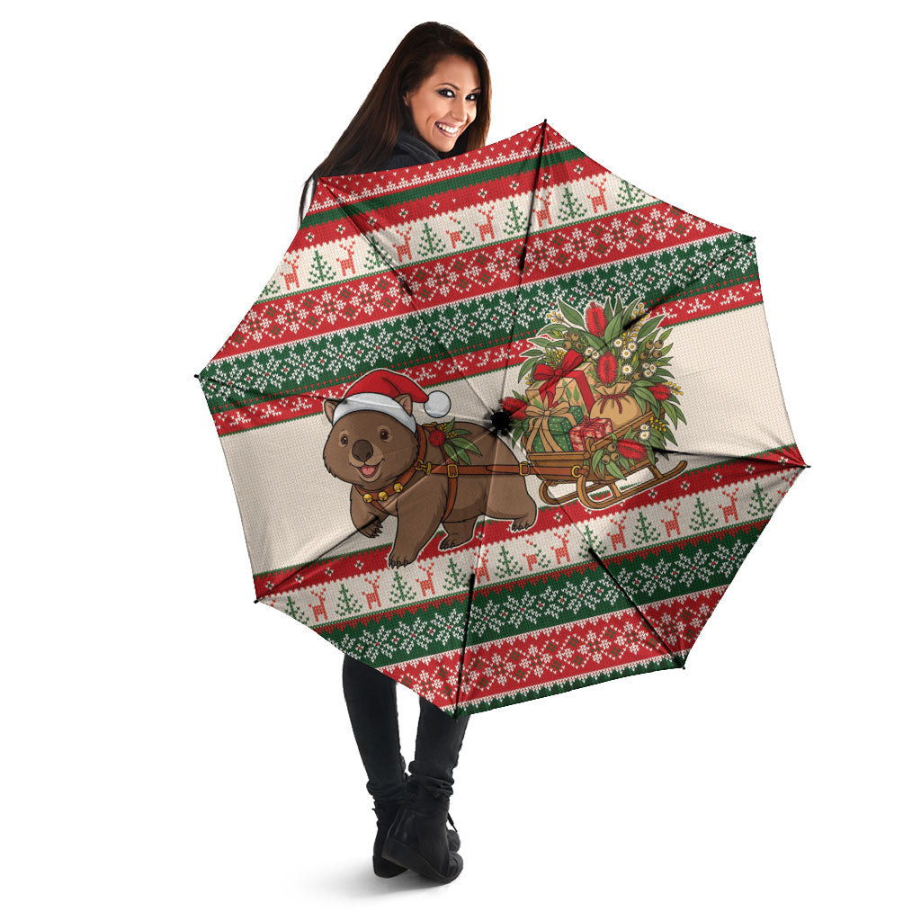 Aussie Wombat Christmas Umbrella Festive Knitted Pattern Inspired