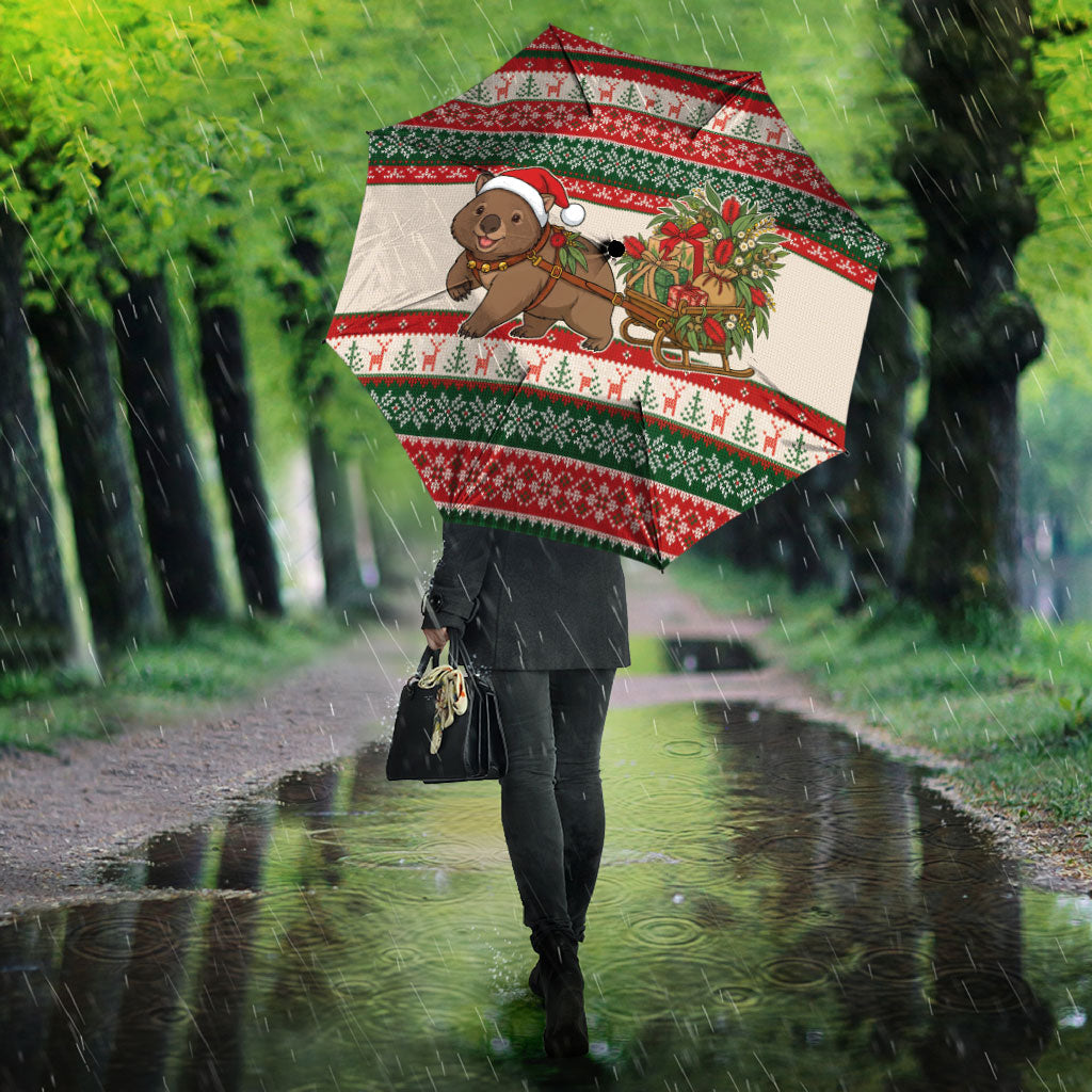 Aussie Wombat Christmas Umbrella Festive Knitted Pattern Inspired