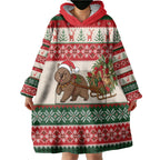 Aussie Wombat Christmas Wearable Blanket Hoodie Festive Knitted Pattern Inspired