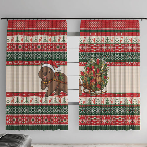 Aussie Wombat Christmas Window Curtain Festive Knitted Pattern Inspired