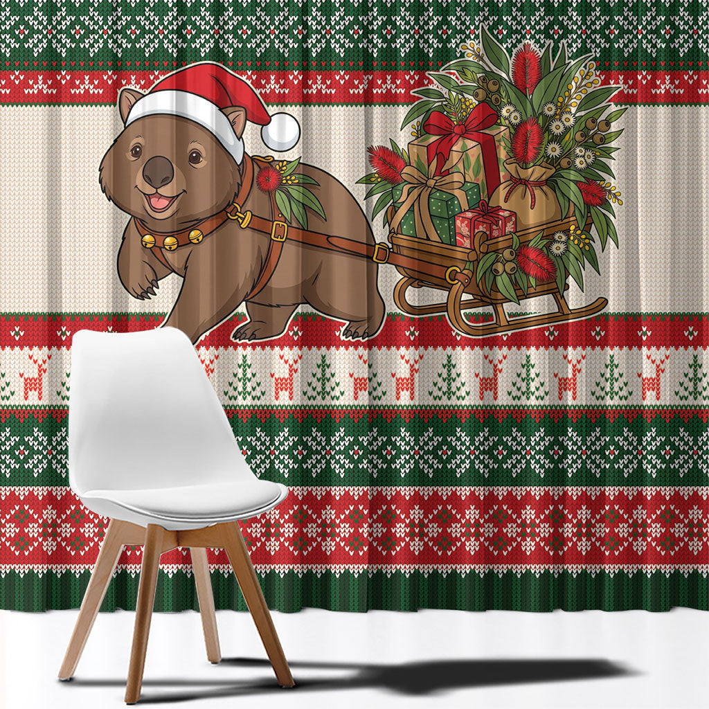 Aussie Wombat Christmas Window Curtain Festive Knitted Pattern Inspired