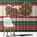 Aussie Wombat Christmas Window Curtain Festive Knitted Pattern Inspired