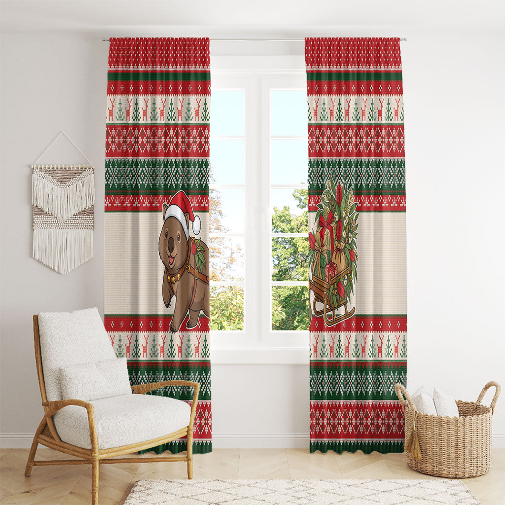 Aussie Wombat Christmas Window Curtain Festive Knitted Pattern Inspired