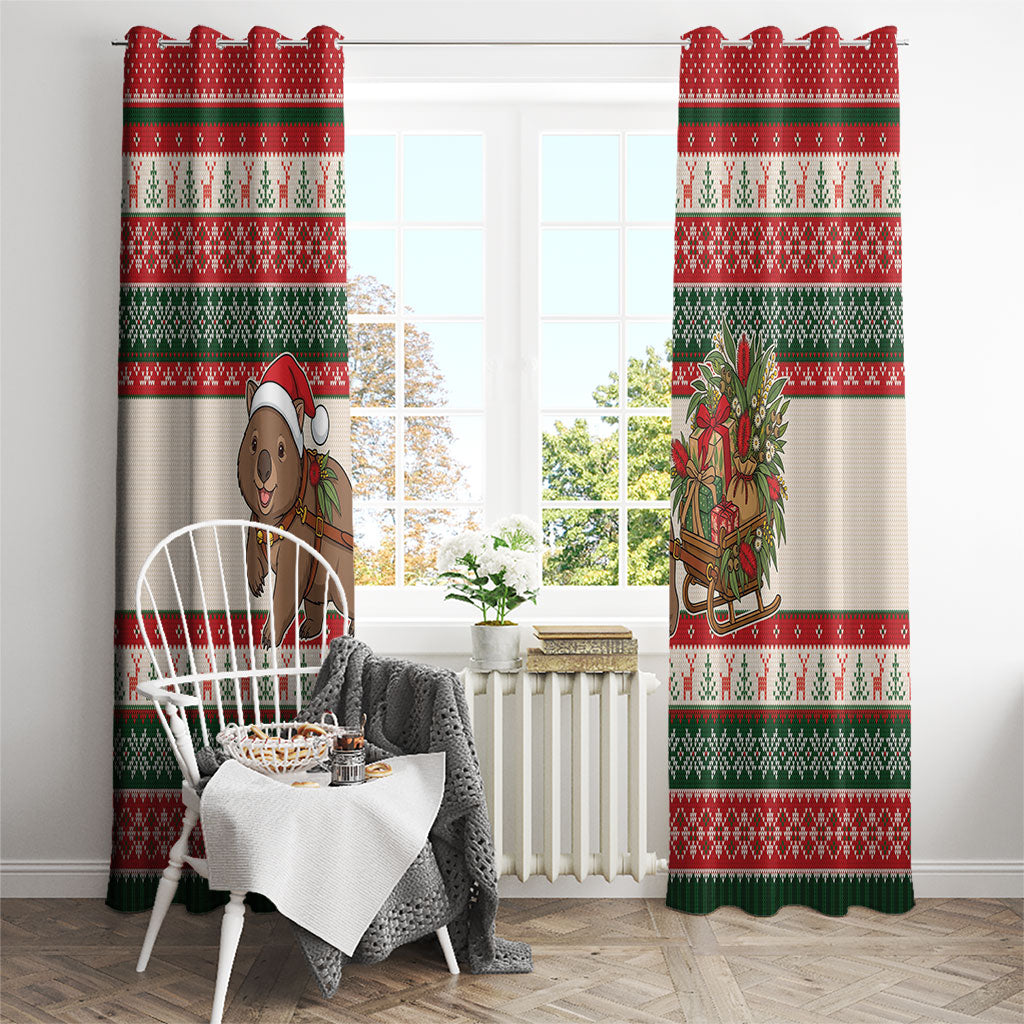 Aussie Wombat Christmas Window Curtain Festive Knitted Pattern Inspired