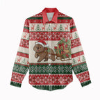 Aussie Wombat Christmas Women Casual Shirt Festive Knitted Pattern Inspired