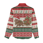 Aussie Wombat Christmas Women Casual Shirt Festive Knitted Pattern Inspired