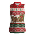 Aussie Wombat Christmas Women Sleeveless Polo Shirt Festive Knitted Pattern Inspired