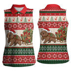 Aussie Wombat Christmas Women Sleeveless Polo Shirt Festive Knitted Pattern Inspired