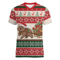 Aussie Wombat Christmas Women V-Neck T-Shirt Festive Knitted Pattern Inspired