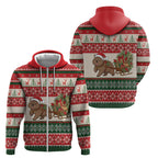 Aussie Wombat Christmas Zip Hoodie Festive Knitted Pattern Inspired
