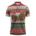 Aussie Wombat Christmas Zipper Polo Shirt Festive Knitted Pattern Inspired