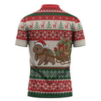 Aussie Wombat Christmas Zipper Polo Shirt Festive Knitted Pattern Inspired