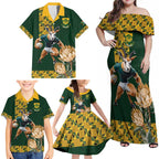 South Africa Rugby History World Champions Family Matching Off Shoulder Maxi Dress and Hawaiian Shirt Springboks Make History