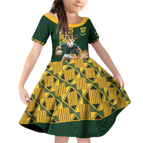 South Africa Rugby History World Champions Family Matching Off Shoulder Short Dress and Hawaiian Shirt Springboks Make History