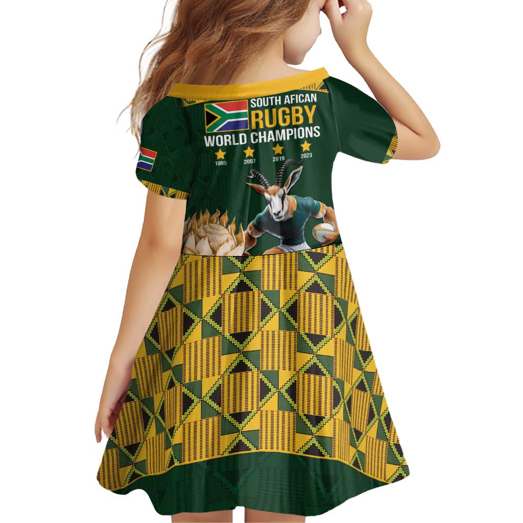 South Africa Rugby History World Champions Family Matching Off Shoulder Short Dress and Hawaiian Shirt Springboks Make History