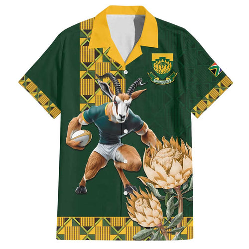 South Africa Rugby History World Champions Family Matching Off Shoulder Short Dress and Hawaiian Shirt Springboks Make History