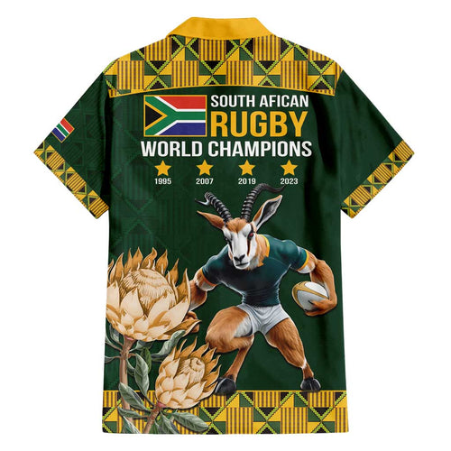 South Africa Rugby History World Champions Family Matching Off Shoulder Short Dress and Hawaiian Shirt Springboks Make History