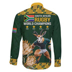 South Africa Rugby History World Champions Family Matching Off Shoulder Short Dress and Hawaiian Shirt Springboks Make History