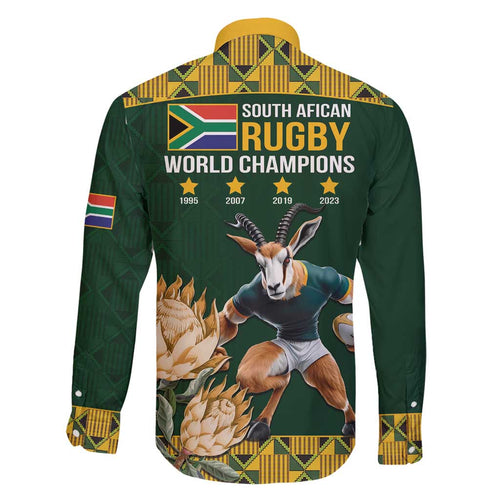 South Africa Rugby History World Champions Family Matching Off Shoulder Short Dress and Hawaiian Shirt Springboks Make History