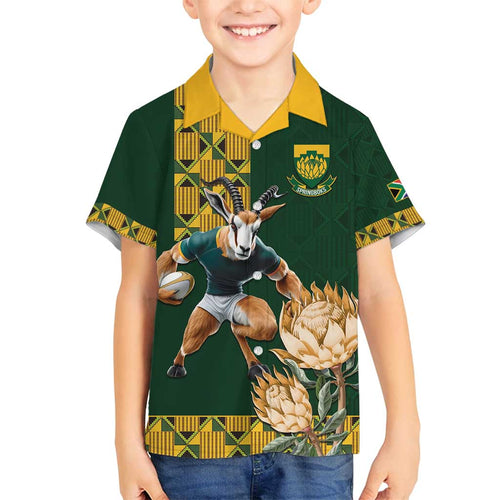 South Africa Rugby History World Champions Family Matching Off Shoulder Short Dress and Hawaiian Shirt Springboks Make History