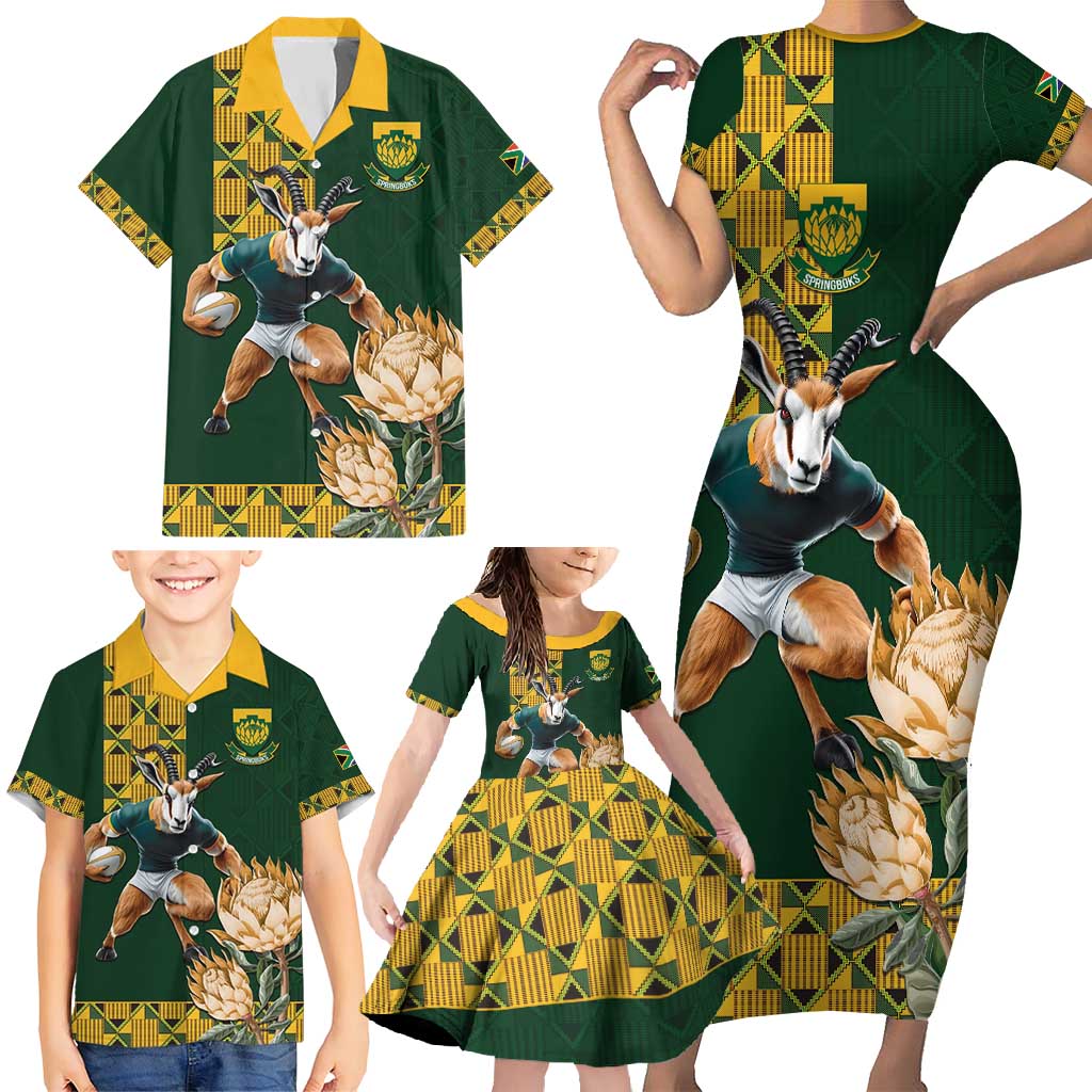 South Africa Rugby History World Champions Family Matching Short Sleeve Bodycon Dress and Hawaiian Shirt Springboks Make History